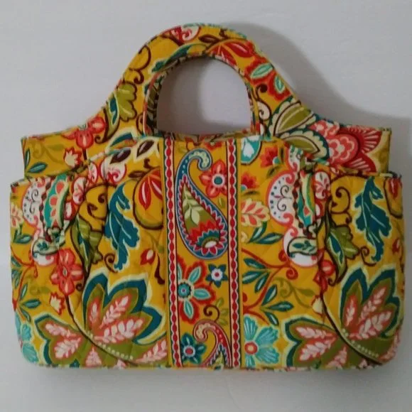 Bags Vera Bradley Abby Zip Tote Purse Yellow Floral Paisley Bag